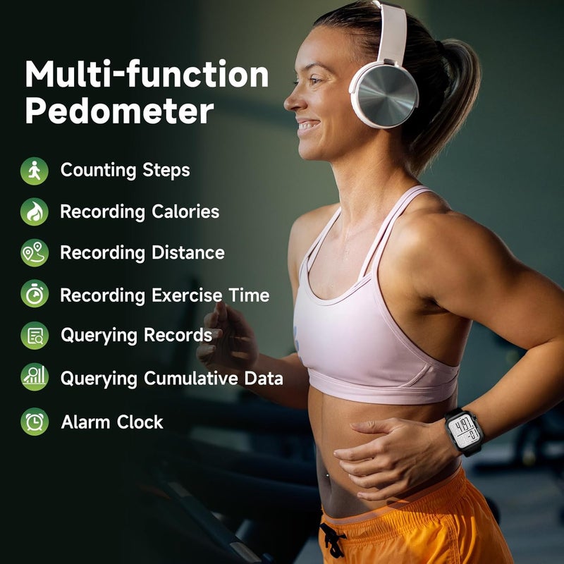 CHAMPOWER Pedometer Watch, Multi-Function Pedometer for Walking Steps and Miles, 3D Super Accurate Step Counter, Track Steps for Men Women Seniors - Image 2